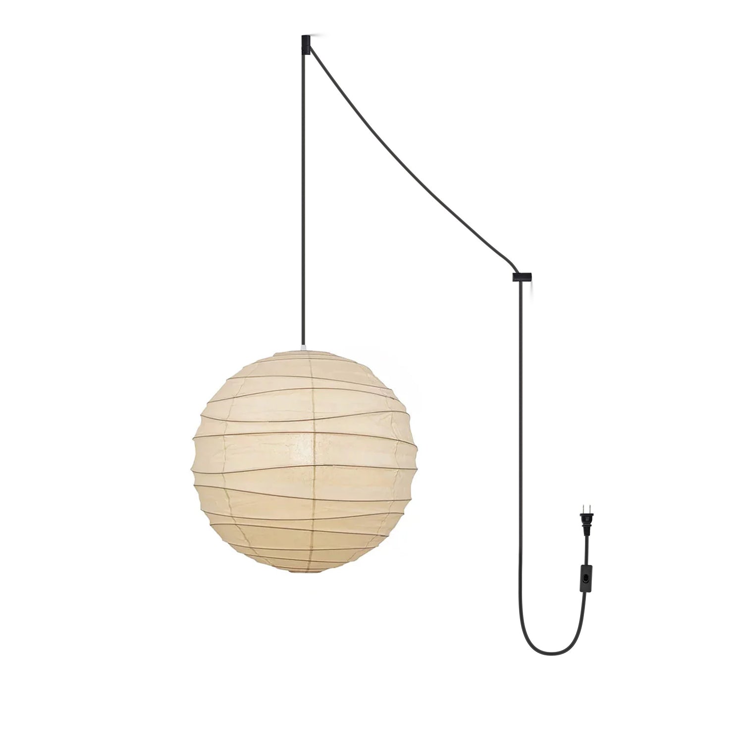 Japanese Washi Paper Pendant Lamp Handcrafted Mulberry Paper Hanging Swag Light with Plug In Cord