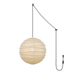 Japanese Washi Paper Pendant Lamp Handcrafted Mulberry Paper Hanging Swag Light with Plug In Cord