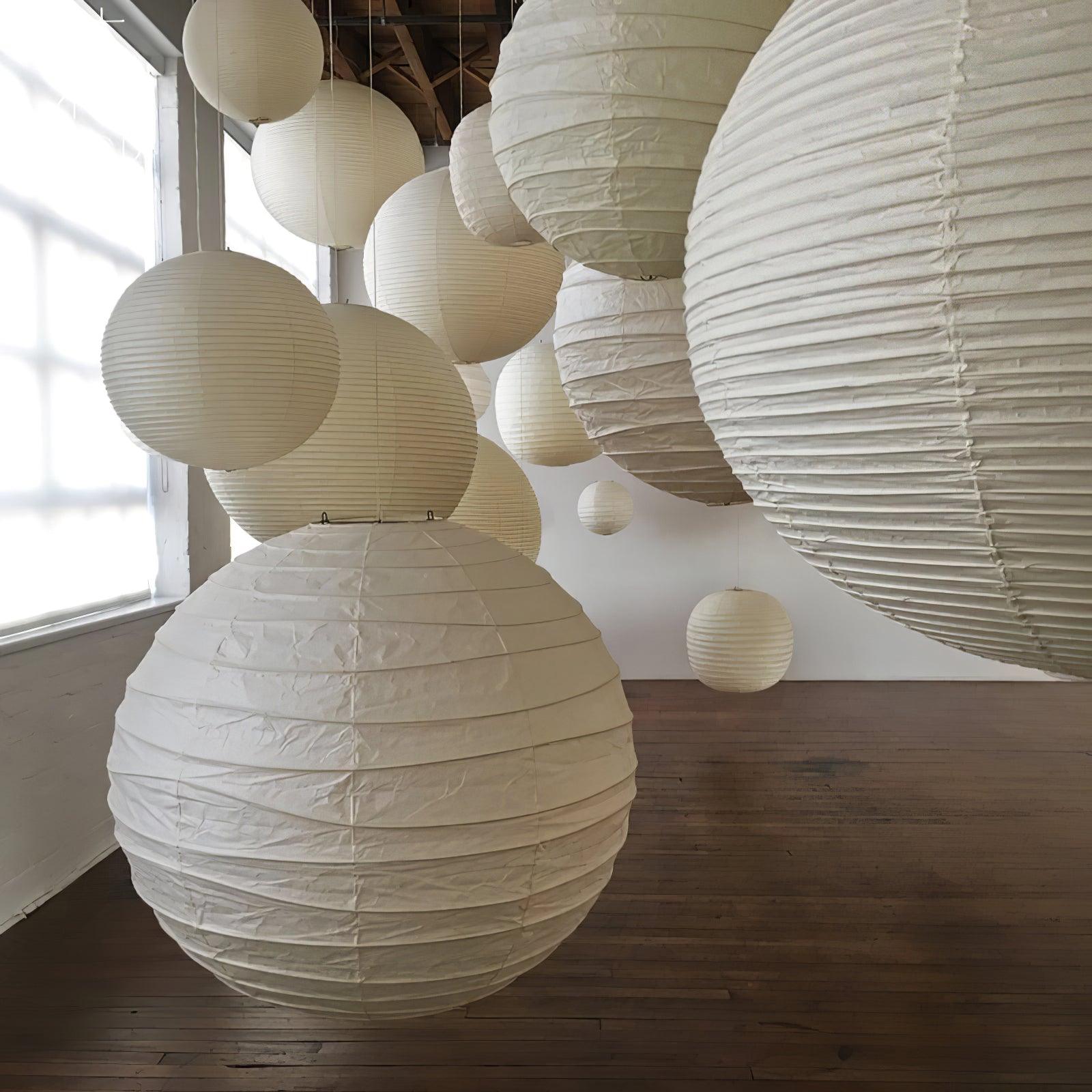 Japanese Washi Paper Pendant Light Handmade Mulberry Paper Hanging Lamp for Living Room Dining Area Zen Decor