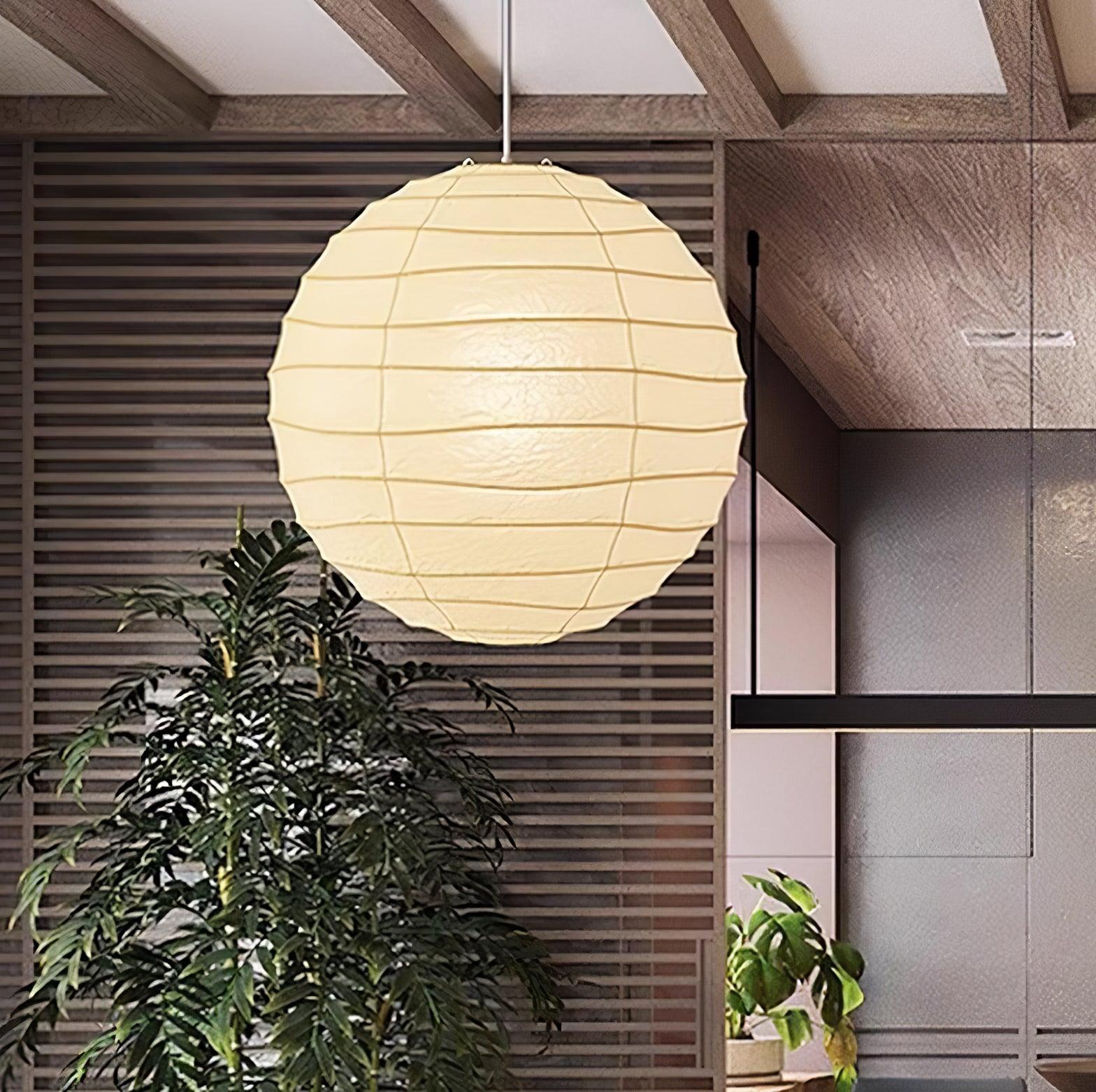 Japanese Washi Paper Pendant Light Handmade Mulberry Paper Hanging Lamp for Living Room Dining Area Zen Decor