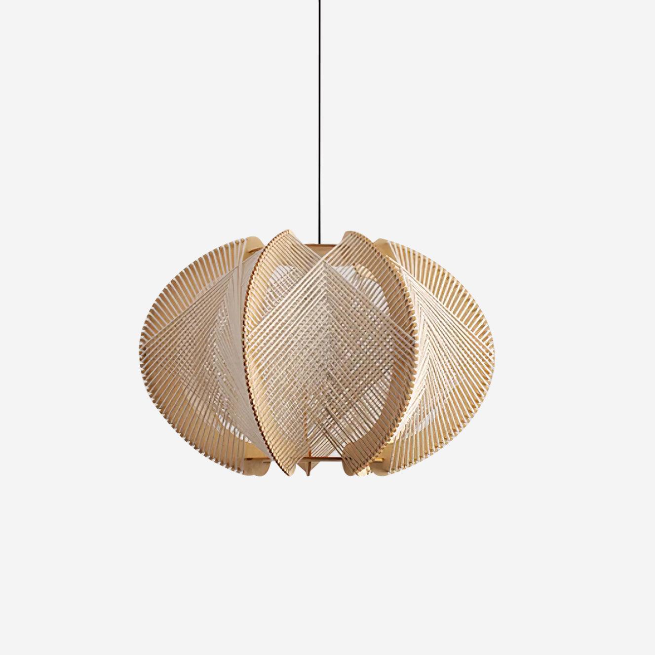 Java Natural Wood Geometric Pendant Lamp Handcrafted Ceiling Light Fixture for Indoor Home Decor
