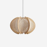 Java Natural Wood Geometric Pendant Lamp Handcrafted Ceiling Light Fixture for Indoor Home Decor