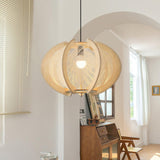 Java Natural Wood Geometric Pendant Lamp Handcrafted Ceiling Light Fixture for Indoor Home Decor