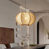 Java Natural Wood Geometric Pendant Lamp Handcrafted Ceiling Light Fixture for Indoor Home Decor