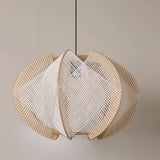 Java Natural Wood Geometric Pendant Lamp Handcrafted Ceiling Light Fixture for Indoor Home Decor