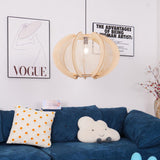 Java Natural Wood Geometric Pendant Lamp Handcrafted Ceiling Light Fixture for Indoor Home Decor