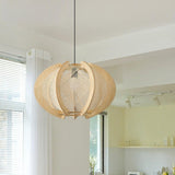 Java Natural Wood Geometric Pendant Lamp Handcrafted Ceiling Light Fixture for Indoor Home Decor