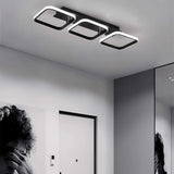 Modern Black 3 Square LED Flush Mount Ceiling Light Geometric Chandelier Fixture