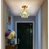 Modern Flower Glass Flush Mount Ceiling Light Copper Brass LED Hallway Fixture