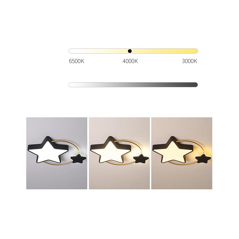 Modern 2 Star Shapes LED Flush Mount Ceiling Light Dimmable Nursery Lighting for Kids Bedroom