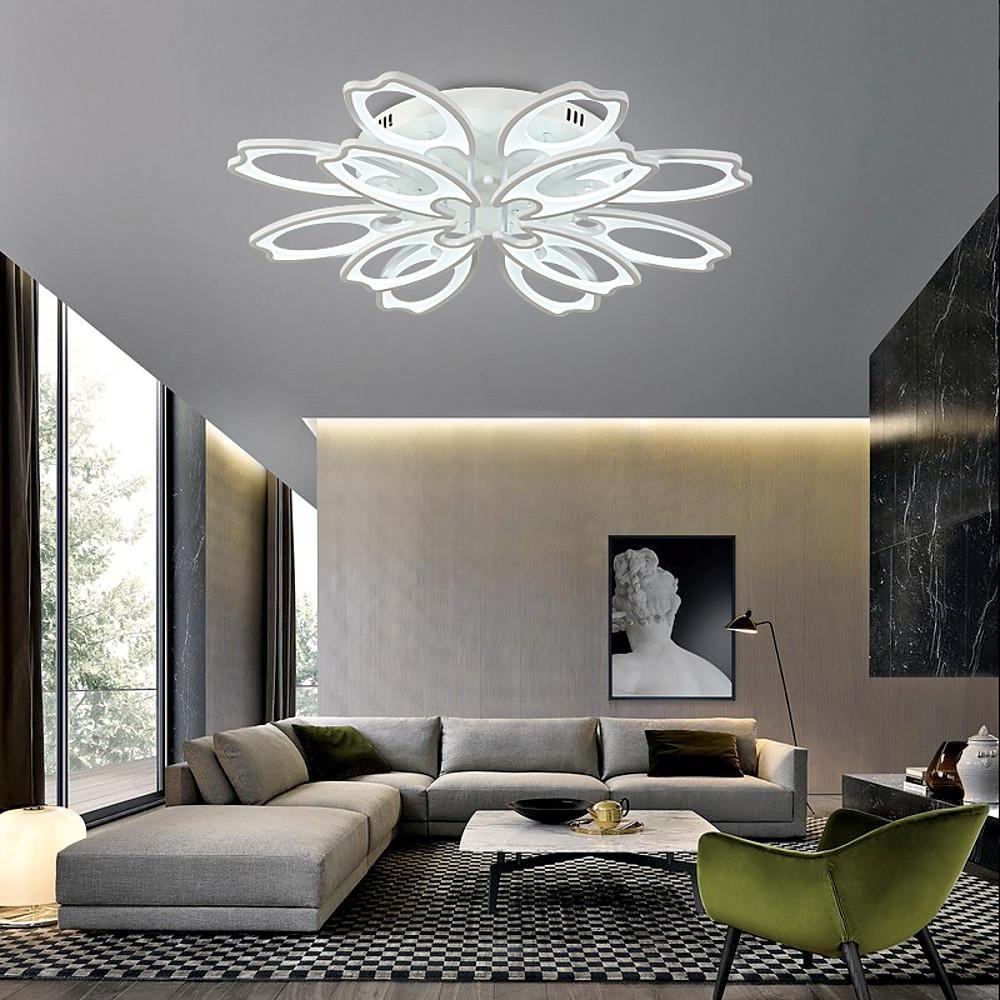 Modern Flower Petal LED Flush Mount Ceiling Light Dimmable White Petal Design Fixture