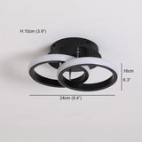 Modern 2 Ring LED Flush Mount Ceiling Light Metal Geometric Fixture for Hallway and Bedroom
