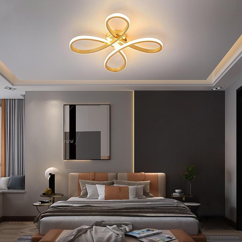 Modern Gold Geometric Flower LED Flush Mount Ceiling Light for Living Room