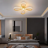 Modern Gold Geometric Flower LED Flush Mount Ceiling Light for Living Room