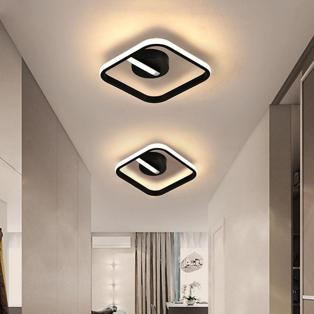 Modern Geometric Rounded Triangle LED Flush Mount Ceiling Light in Black