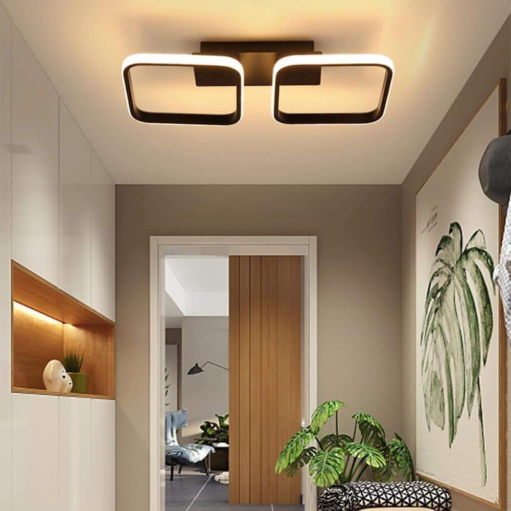 Geometric Double Square LED Flush Mount Ceiling Light Fixture for Modern Living Rooms and Bedrooms