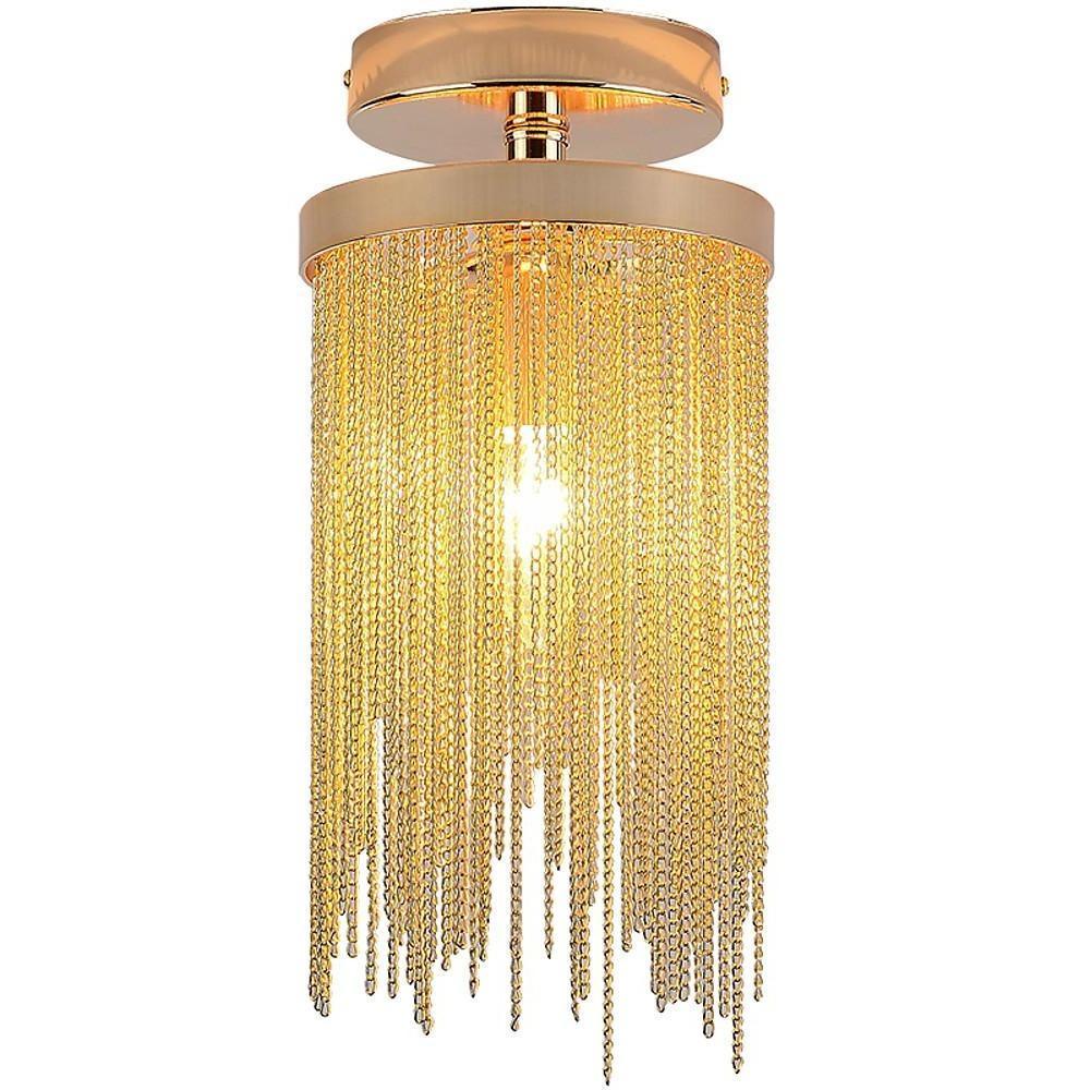 Modern Farmhouse Tassel Metal Semi Flush Mount Ceiling Light for Bedroom Hallway and Entryway Decor
