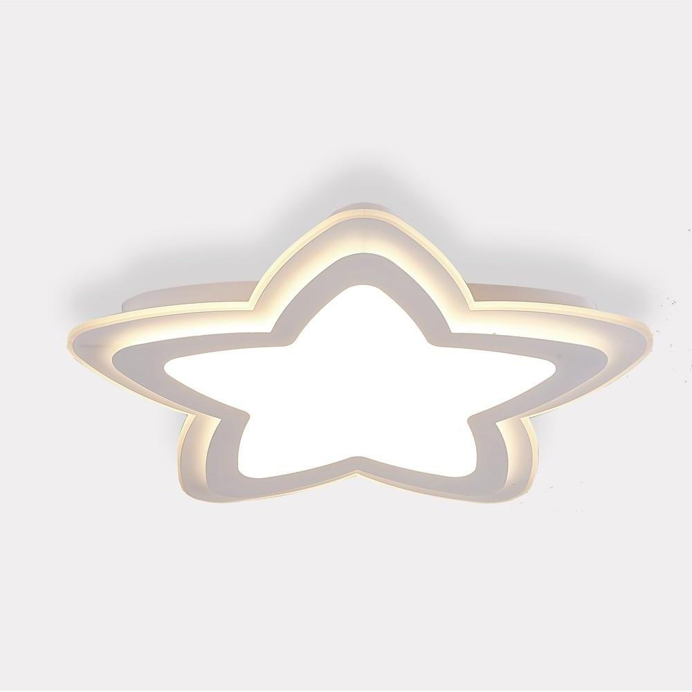 White Star Shaped LED Flush Mount Ceiling Light Minimalist Metal Fixture for Small Rooms