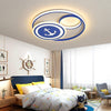 Modern Blue Circular LED Flush Mount Ceiling Light Dimmable Acrylic Fixture for Kids Bedroom