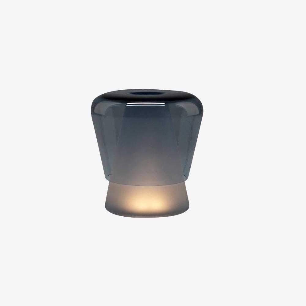 Jumelle Modern Mouth Blown Glass Side Table Lamp with Round Metal Base