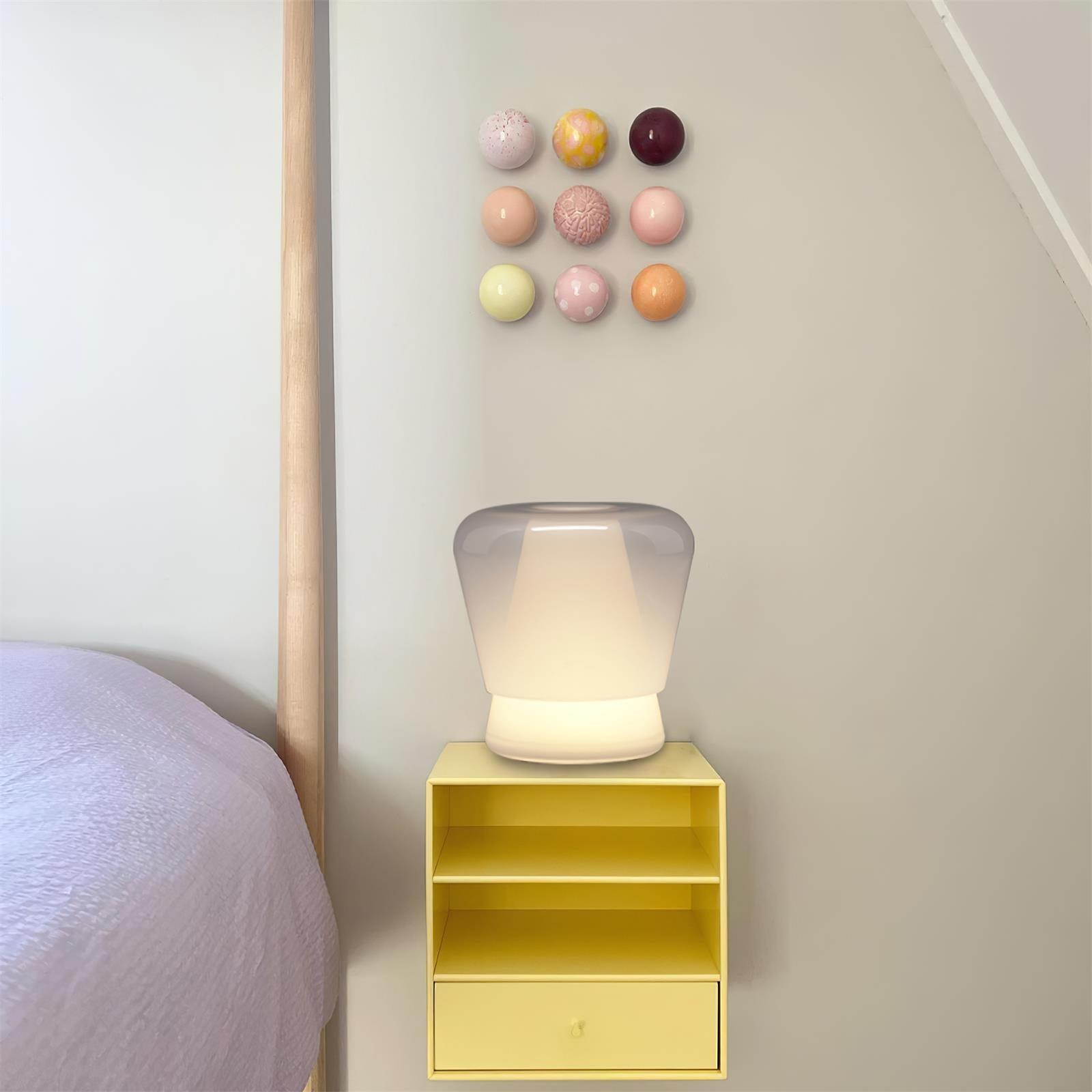 Jumelle Modern Mouth Blown Glass Side Table Lamp with Round Metal Base