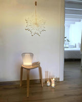 Jumelle Modern Mouth Blown Glass Side Table Lamp with Round Metal Base
