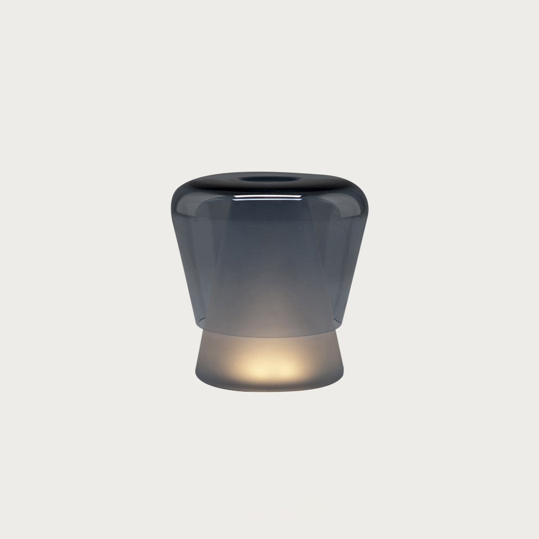 Jumelle Modern Mouth Blown Glass Side Table Lamp with Round Metal Base