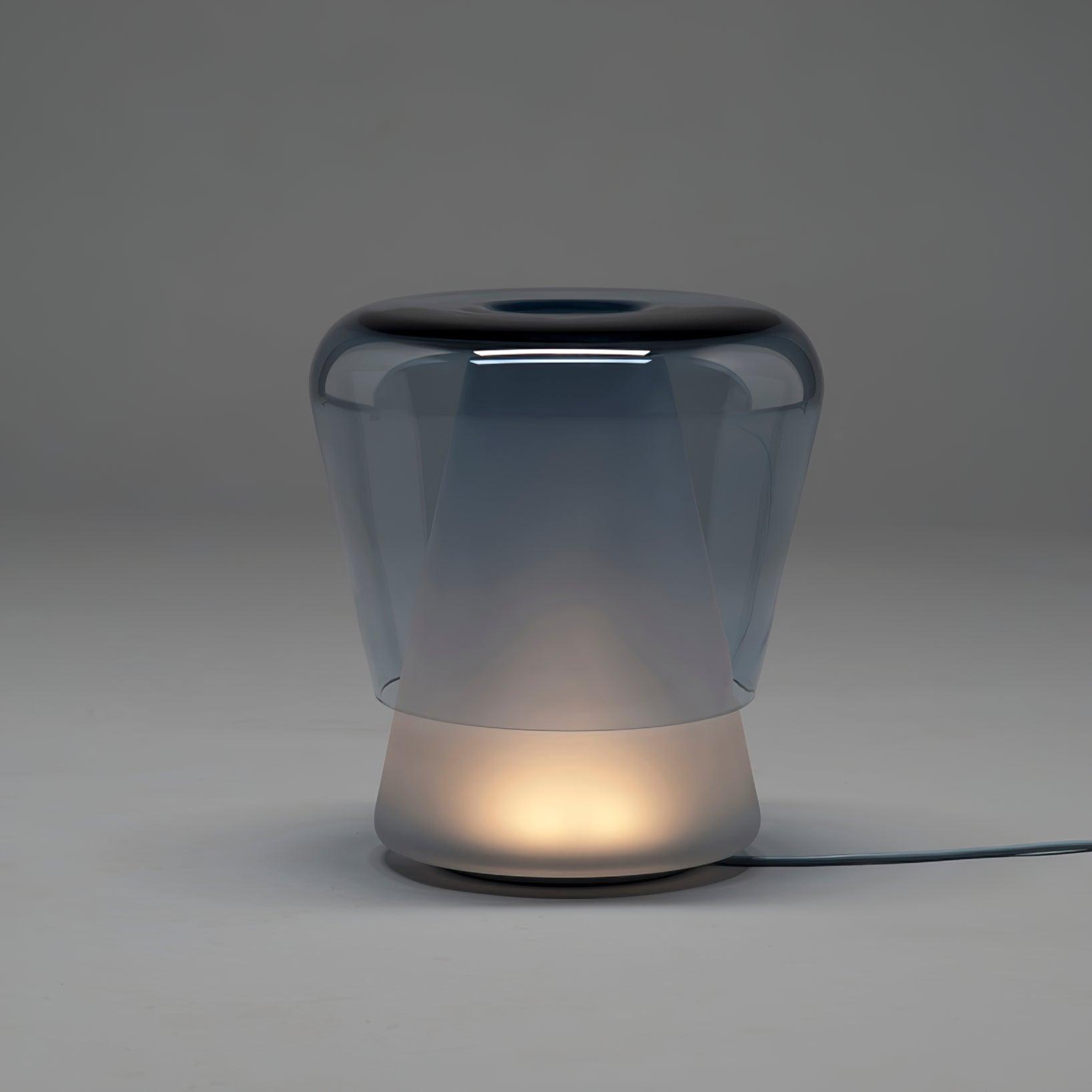 Jumelle Modern Mouth Blown Glass Side Table Lamp with Round Metal Base