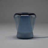 Jumelle Modern Mouth Blown Glass Side Table Lamp with Round Metal Base