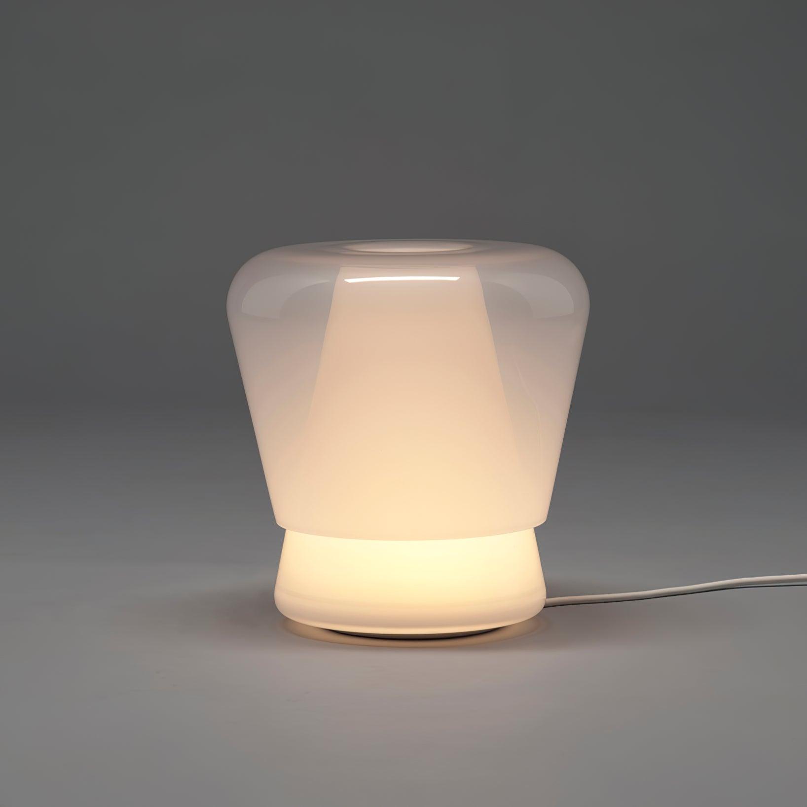 Jumelle Modern Mouth Blown Glass Side Table Lamp with Round Metal Base