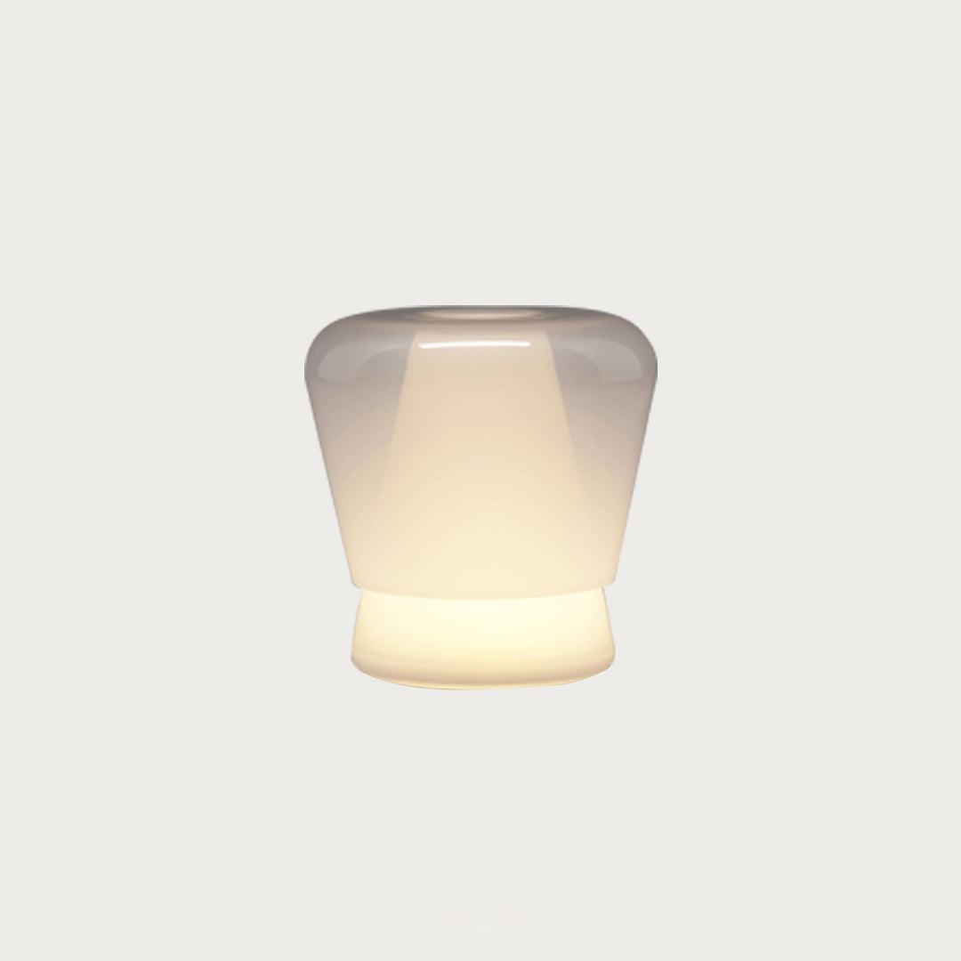Jumelle Modern Mouth Blown Glass Side Table Lamp with Round Metal Base