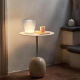 Jumelle Modern Mouth Blown Glass Side Table Lamp with Round Metal Base
