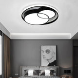 Nordic Three Circle Dimmable LED Ceiling Light Black Flush Mount Fixture for Bedroom