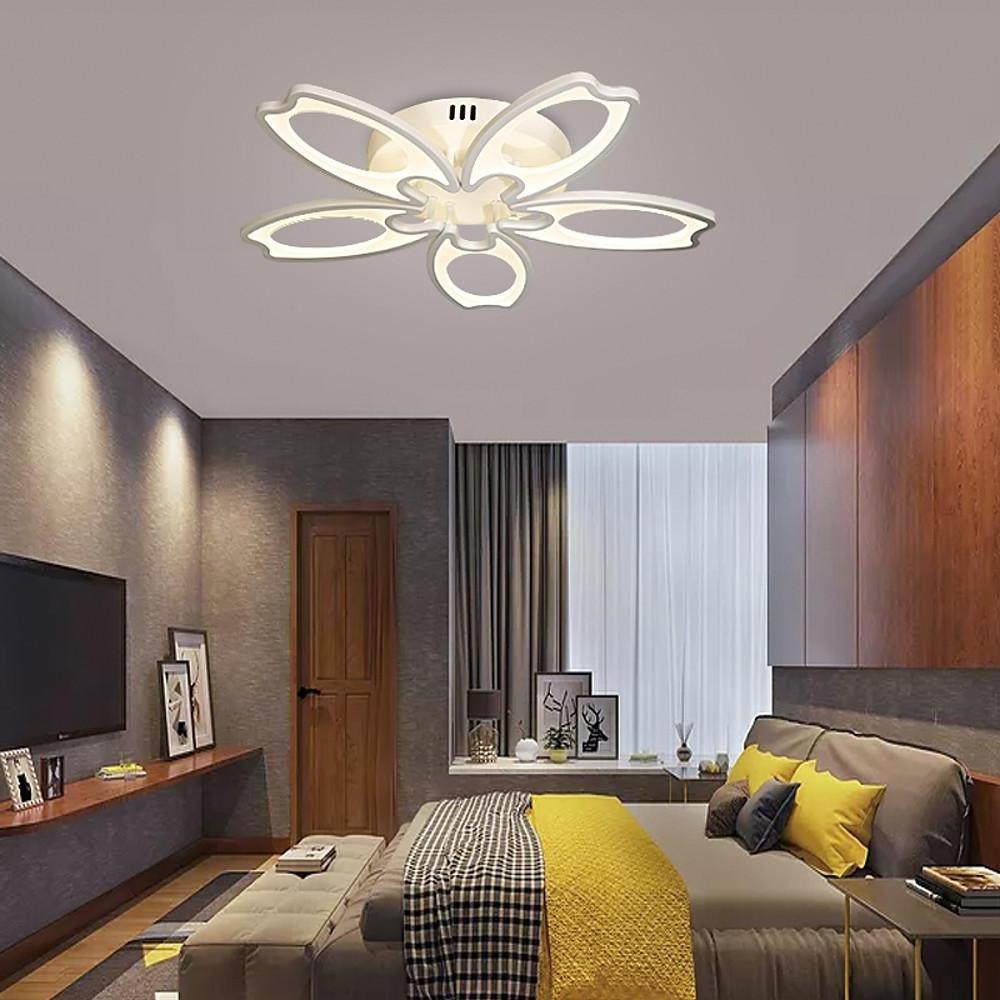 Modern Flower Petal LED Flush Mount Ceiling Light Dimmable White Petal Design Fixture