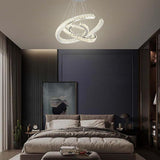 Modern Wave Crystal LED Flush Mount Ceiling Light Stainless Steel Fixture for Dining Room