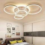 Modern 4 Ring LED Flush Mount Ceiling Light Dimmable Lighting Fixture with Remote Control