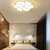 Modern Flower Shaped LED Flush Mount Ceiling Light Dimmable Geometric Metal Fixture