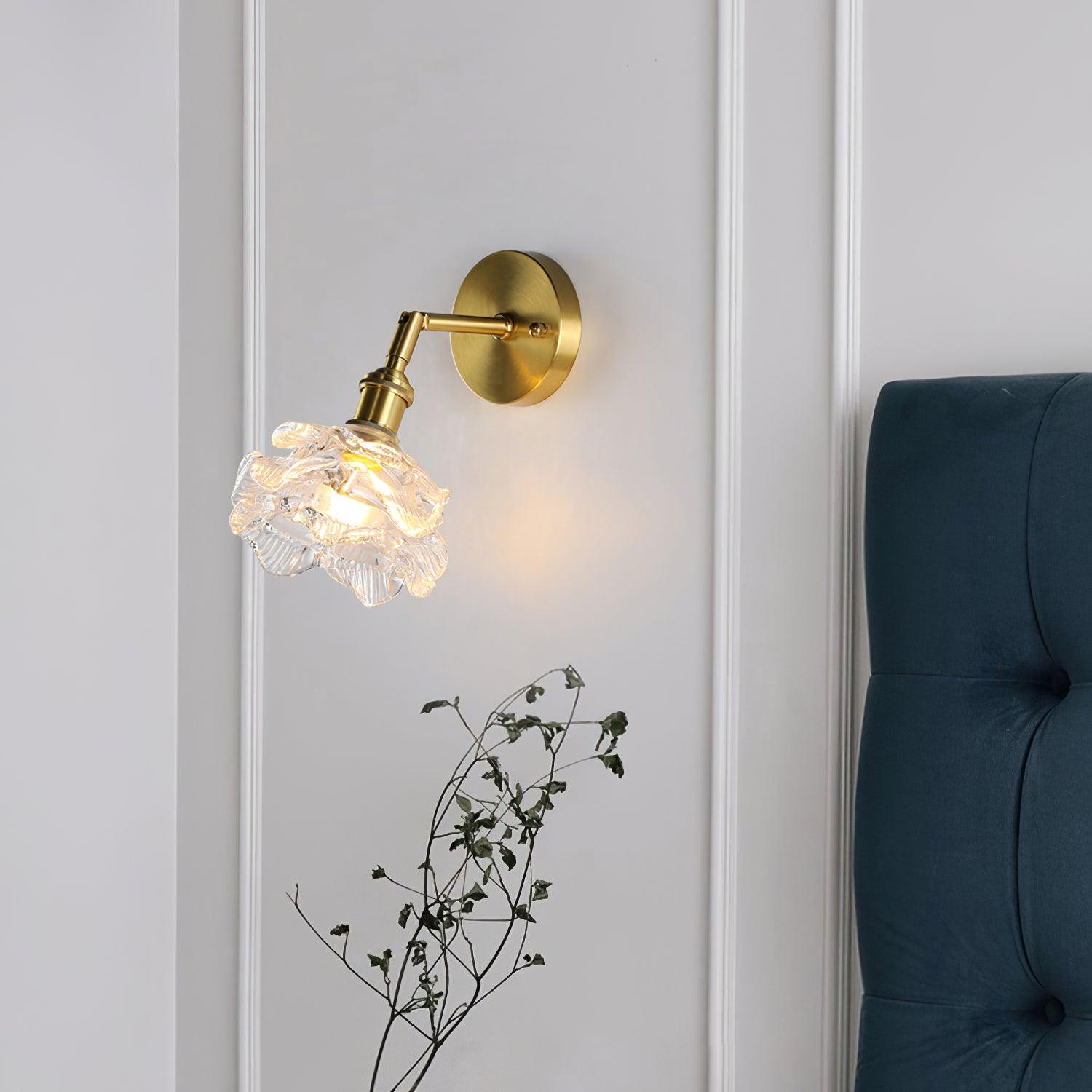 Kano Solid Brass Wall Sconce with Adjustable Arm and Clear Glass Shade for Indoor Use