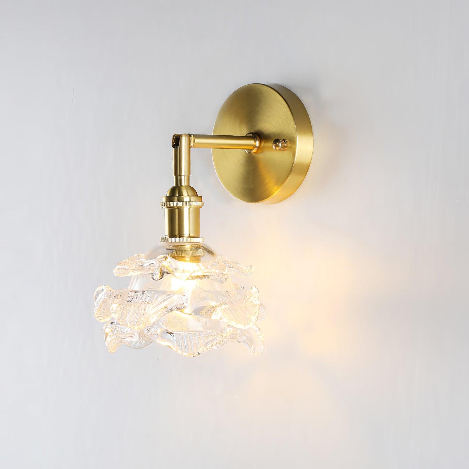 Kano Solid Brass Wall Sconce with Adjustable Arm and Clear Glass Shade for Indoor Use