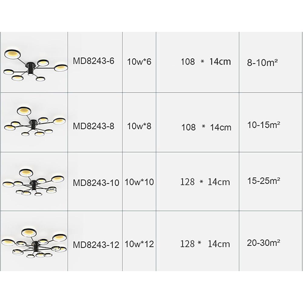 Geometric Multi Circle LED Flush Mount Ceiling Light Modern Black Industrial Chandelier Lighting