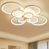 Modern Geometric Overlapping Ring LED Semi Flush Mount Ceiling Light for Living Room