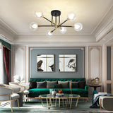 Modern 6 Light Glass Globe Sputnik Flush Mount LED Ceiling Light for Bedroom and Living Room