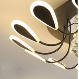 Modern Flower Petal Dimmable LED Crystal Flush Mount Ceiling Lamp