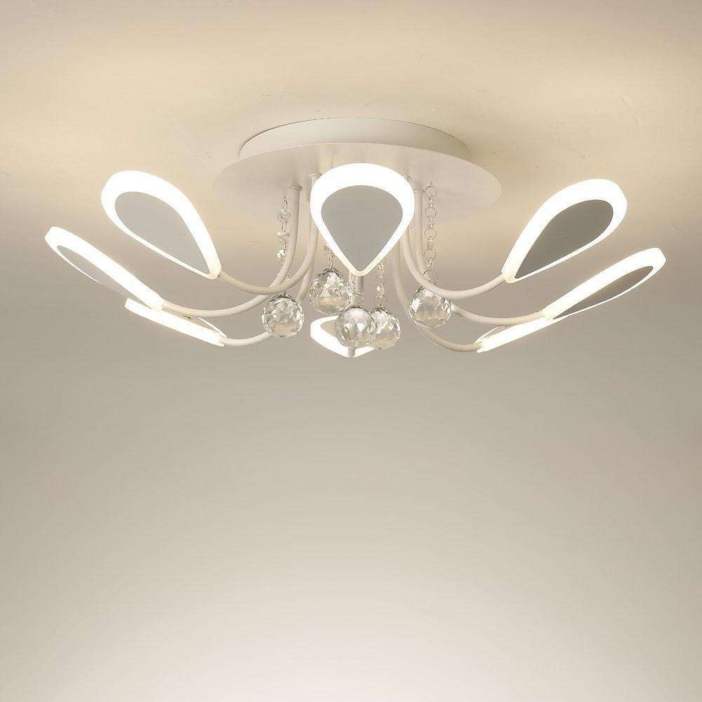 Modern LED Crystal Flush Mount Ceiling Light 8 Lights for Luxury Indoor Home Lighting