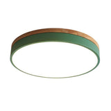 Ultra Thin Round LED Flush Mount Ceiling Light with Bamboo Style Finish for Kids Bedroom Playroom