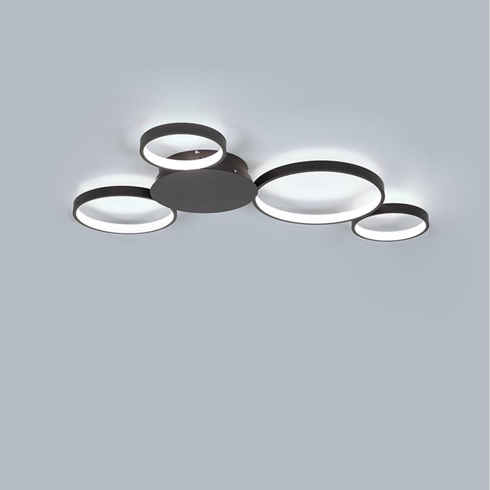 Modern LED Multi Circle Flush Mount Ceiling Light with Dimmable Tri Color Aluminum Rings