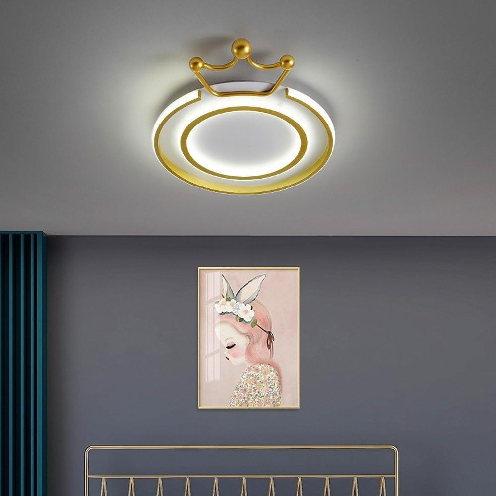 Modern Geometric Crown Circle LED Flush Mount Ceiling Light for Living Room Bedroom