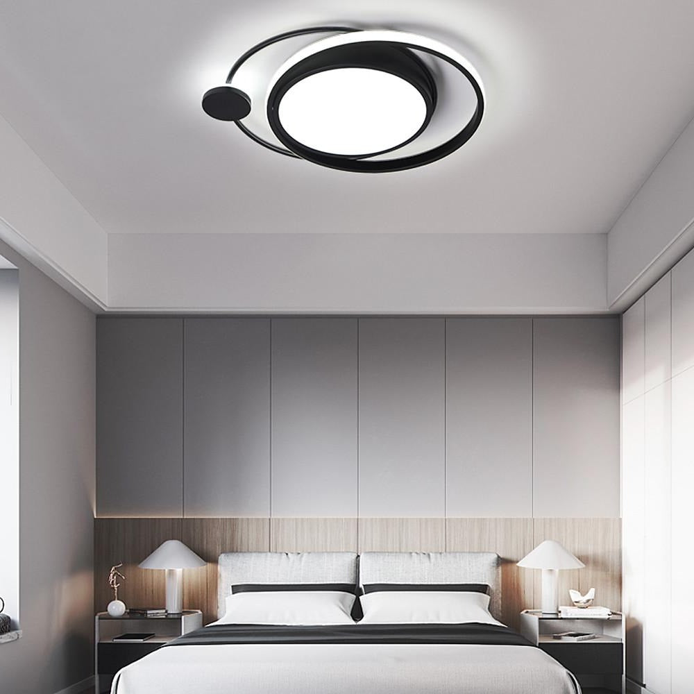 Modern Dimmable Double Circle Geometric LED Flush Mount Ceiling Light for Bedroom Living Room
