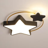 Modern 2 Star Shapes LED Flush Mount Ceiling Light Dimmable Nursery Lighting for Kids Bedroom