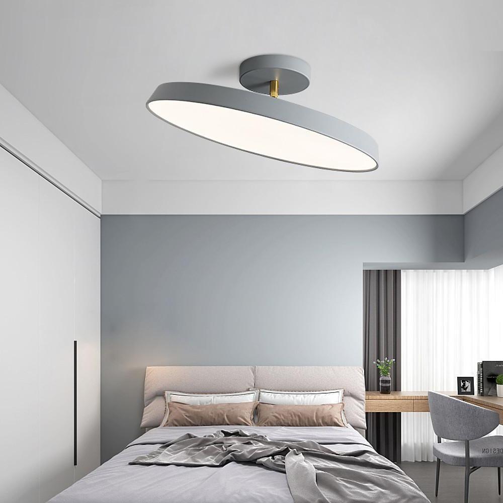 Modern Adjustable Circular LED Nordic Ceiling Light Flush Mount Fixture for Bedroom and Dining Room